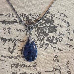 Blue Sodalite Teardrop Pendant Necklace